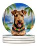 Airedale Terrier Luau Large Sandstone Coasters Pack Of 4 Absorbent Round Coasters Decor Gifts For Men Or Women, 4 In, Multicolor_maomaolike.com
