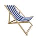 Populus Wood Folding Sling Chair With Dark Blue Stripe - Adjustable Chaise Lounge Chair_maomaolike.com