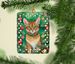 Chausie Cat By The Christmas Tree Porcelain Ornament Christmas Tree Hanging Decorations For Home Christmas Holiday, Rectangle, Gift, Multicolor_maomaolike.com