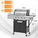 Propane Grill 4 Burner Barbecue Grill Stainless Steel Gas Grill With Side Burner And Cover For Outdoor BBQ, Camping_maomaolike.com