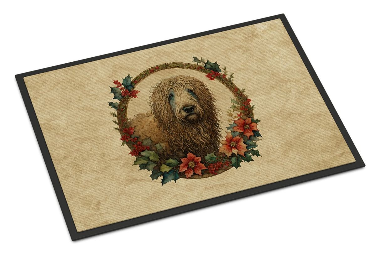Komondor Christmas Flowers Doormat Front Door Mat Indoor Outdoor Rugs For Entryway, Non Slip Washable Low Pile, 24H X 36W_maomaolike.com