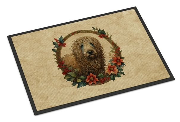 Komondor Christmas Flowers Doormat Front Door Mat Indoor Outdoor Rugs For Entryway, Non Slip Washable Low Pile, 24H X 36W_maomaolike.com