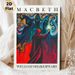 Macbeth Themed Painting Poster, Vibrant Surreal Style Poster, Captivating Literary Artwork Featuring Three Hooded Figures & Cloaked Figure With_maomaolike.com