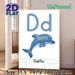 Letter D Dolphin Painting Poster, Soft Watercolor Style Dolphin & Letter Dd Poster, Facilitates Alphabet Learning, Ideal For Study Spaces_maomaolike.com