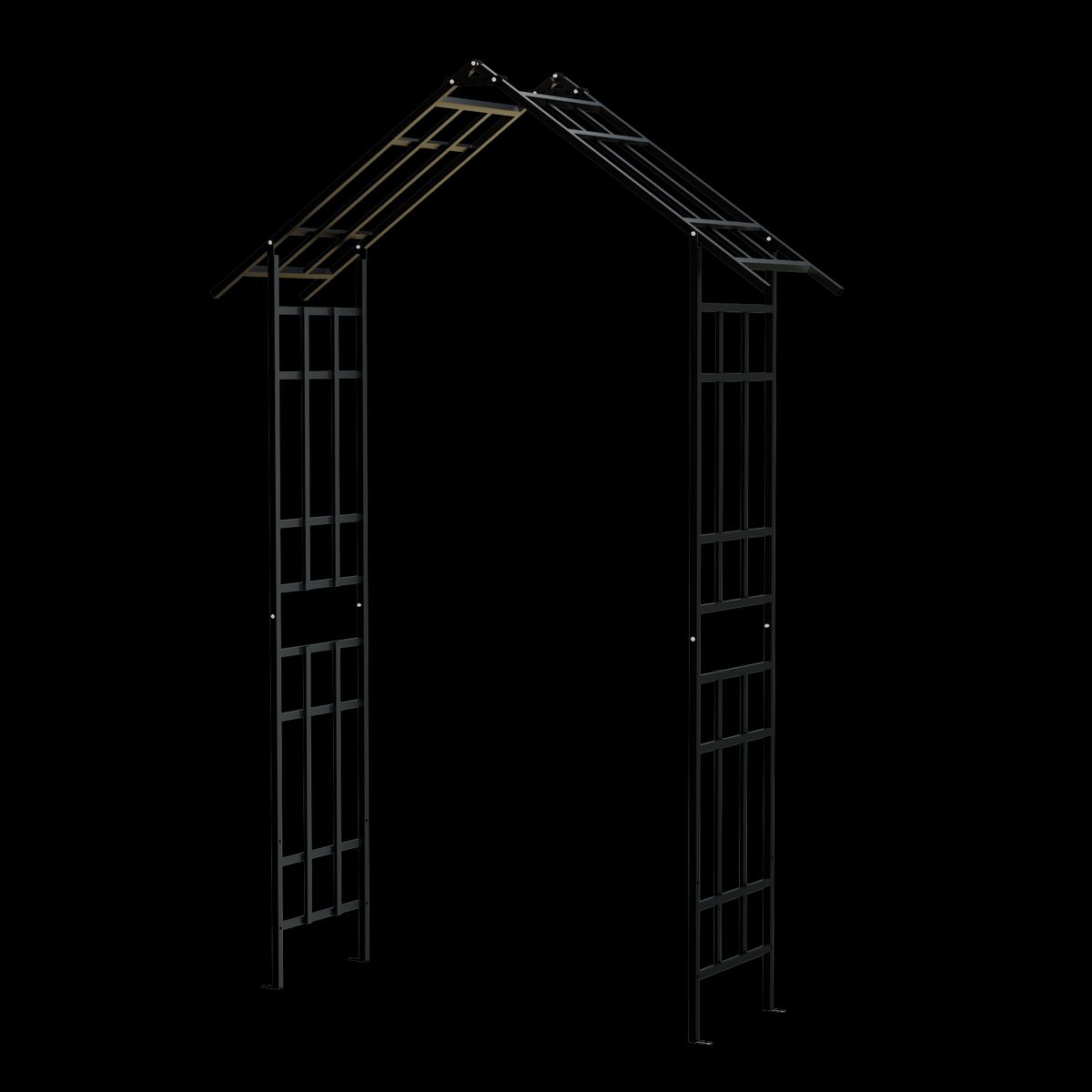 Metal Garden Arch With Adjustable Width W42.52''~W78.15'' Climbing Plants Support Rose Arch Outdoor Black_maomaolike.com