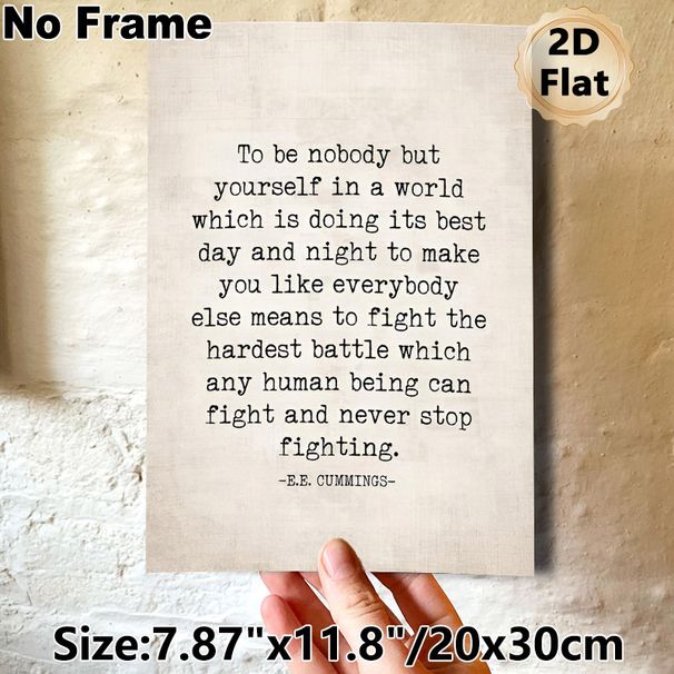 Inspirational Quote Painting Poster, Vintage Typographic Text Poster, Motivating E.E. Cummings Quote To Embrace Self-authenticity, Ideal For Home_maomaolike.com