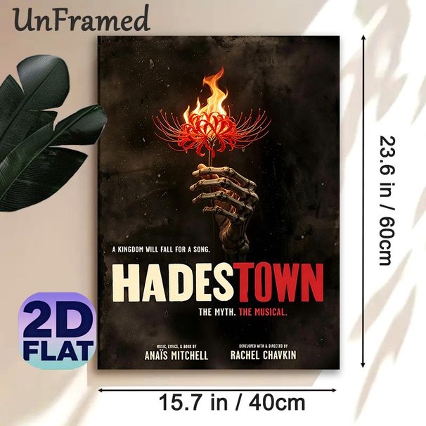 Hadestown Musical Painting Poster, Dark Gothic Burning Red Spider Lily & Skeleton Hand Poster, Atmospheric Theatrical Art Decor For Living Room_maomaolike.com