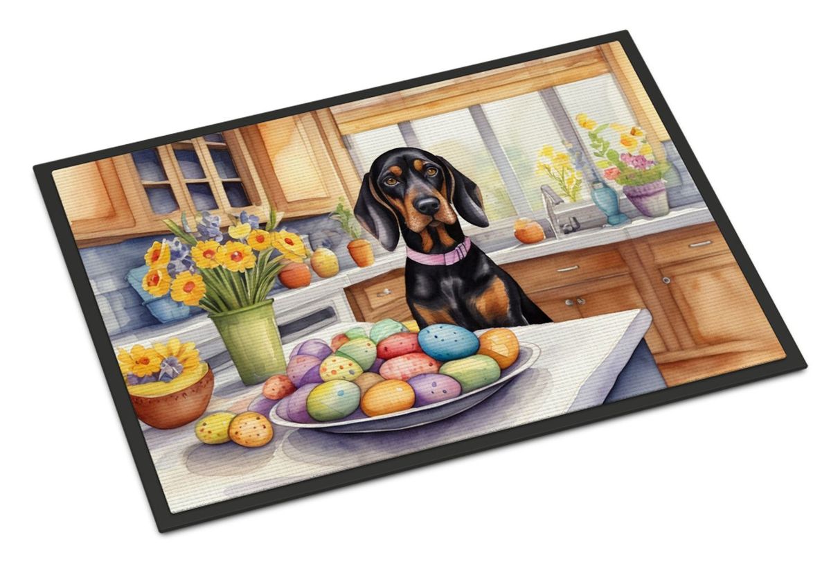 Decorating Easter Black And Tan Coonhound Doormat Front Door Mat Indoor Outdoor Rugs For Entryway, Non Slip Washable Low Pile, 24H X 36W_maomaolike.com