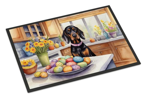Decorating Easter Black And Tan Coonhound Doormat Front Door Mat Indoor Outdoor Rugs For Entryway, Non Slip Washable Low Pile, 24H X 36W_maomaolike.com