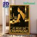 Champagne & Elegant Lady Painting Poster, Vintage Art Deco Style Luxurious Golden-toned Scene Poster, Stylish Retro Decor For Home Bar, Dining Room_maomaolike.com