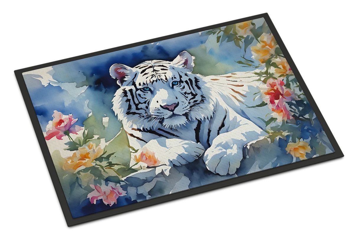 White Tiger Doormat Front Door Mat Indoor Outdoor Rugs For Entryway, Non Slip Washable Low Pile, 24H X 36W_maomaolike.com