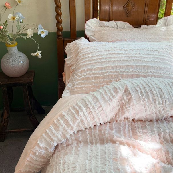 Wholesale INS Korean Tassel Cut Flower Pure Four-Piece Full Princess Style Ruffled Edge Washed Cotton 4-Piece Set_maomaolike.com