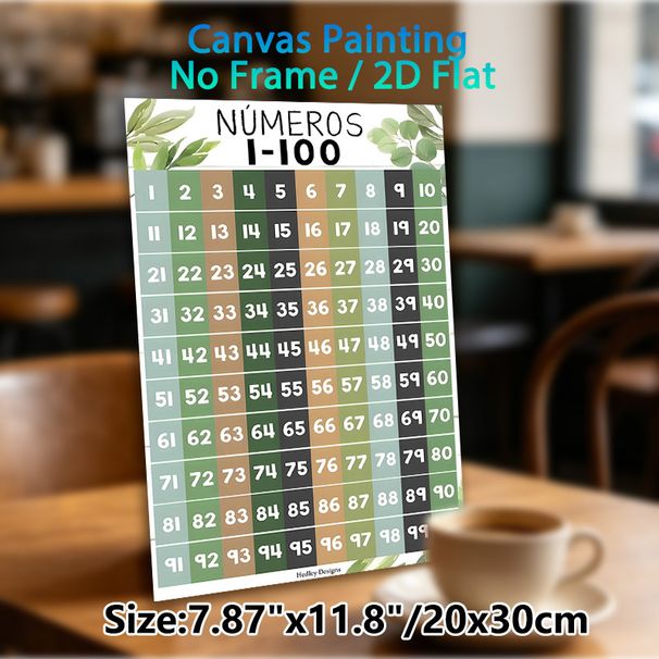Numbers 1-100 Educational Painting Poster, Boho Earth-Toned Number Grid Poster, Clear Number Layout For Learning Counting, Suitable For Study Spaces_maomaolike.com