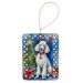 White Standard Poodle Christmas Reindeer Porcelain Ornament Christmas Tree Hanging Decorations For Home Christmas Holiday, Rectangle, Gift, Multicolor_maomaolike.com