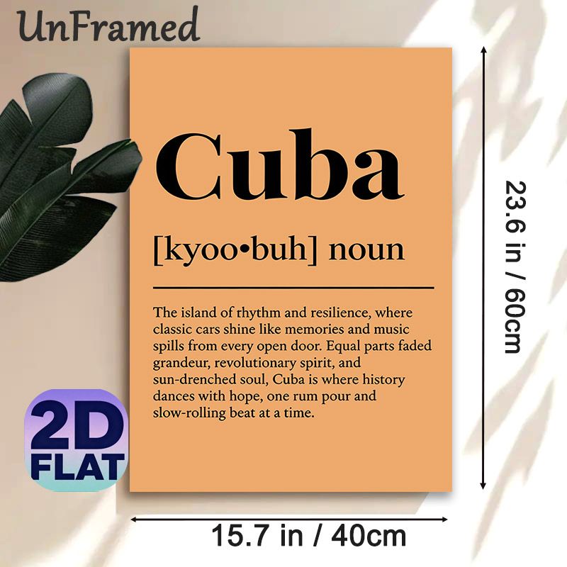 Cuba Definition Painting Poster, Warm-toned Typographic Poster, Showcases Rich Cuban Cultural Charm, Ideal For Living Room, Study And Home Wall Decor_maomaolike.com