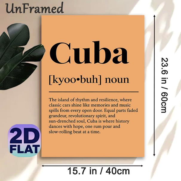 Cuba Definition Painting Poster, Warm-toned Typographic Poster, Showcases Rich Cuban Cultural Charm, Ideal For Living Room, Study And Home Wall Decor_maomaolike.com