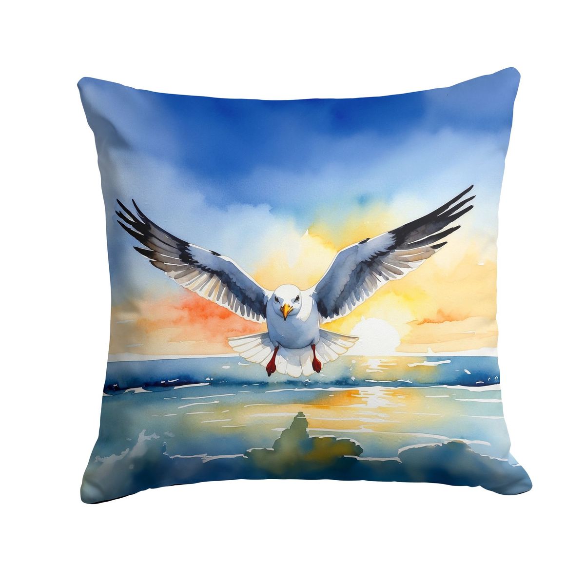 Gull Flying Low Throw Pillow Machine Washable, Indoor Outdoor Decorative Pillow For Couch, Bed Or Patio, 18Hx18W_maomaolike.com