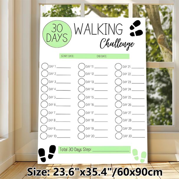 30 Days Walking Challenge Painting Poster, Fresh Minimalist Style Poster, Practical Tracker To Record Daily Walking Progress, Suitable For Home, Gym_maomaolike.com