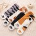 New home coral fleece socks, footprint cat paw pattern sleeping socks, thick warm winter fleece women's socks_maomaolike.com