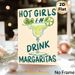 Margarita Cocktail Painting Poster, Playful Hand-drawn "Hot Girls Drink Margaritas" Cocktail Poster, Witty Drink-themed Decor Ideal For Bar, Kitchen_maomaolike.com