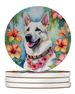 White German Shepherd Luau Large Sandstone Coasters Pack Of 4 Absorbent Round Coasters Decor Gifts For Men Or Women, 4 In, Multicolor_maomaolike.com