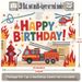 Fire Truck Birthday Party Banner - 2D Flat Polyester Backdrop, Wall Hanging Photo Props, Fire Truck Theme Party Decor_maomaolike.com