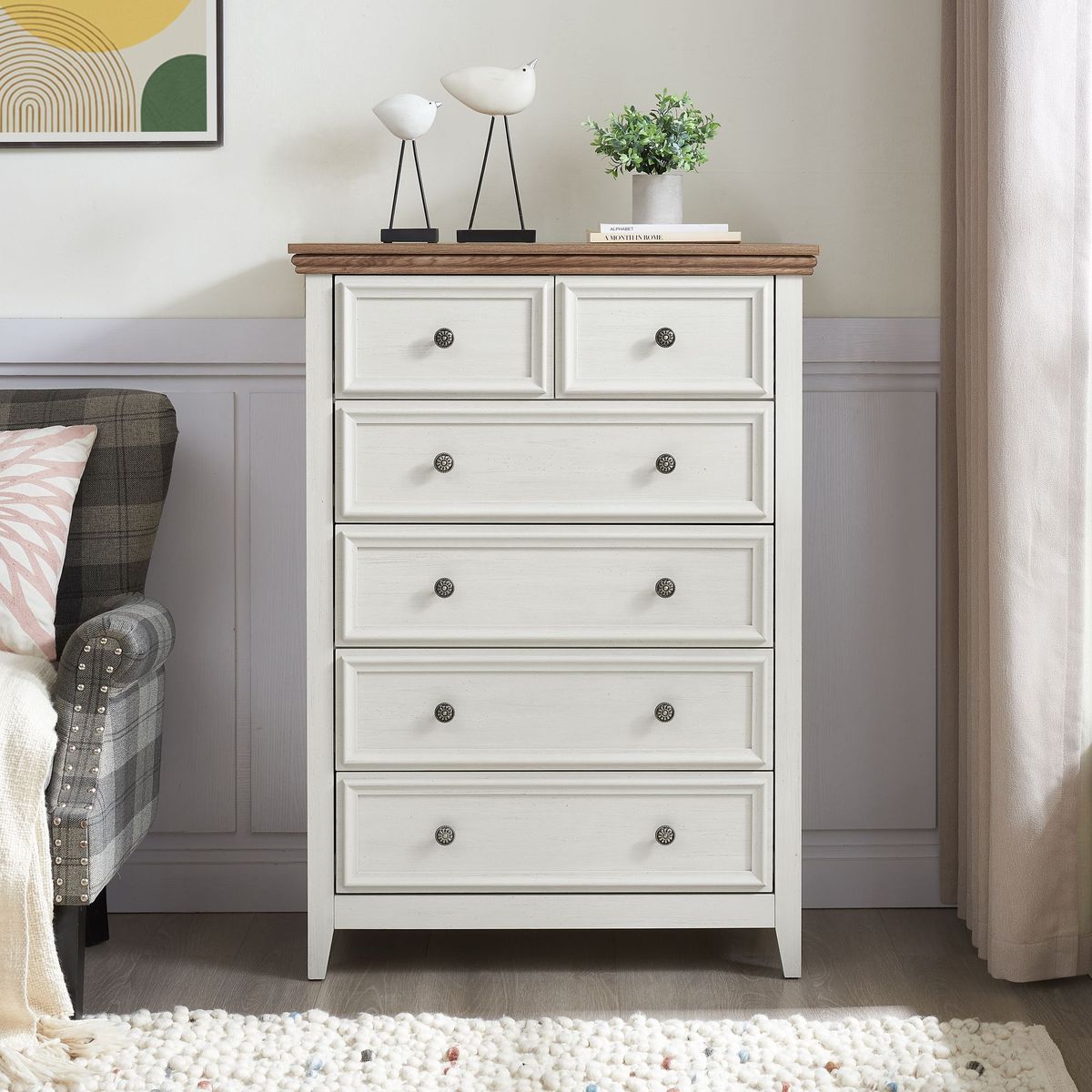 Modern 6 Drawers Dresser 6 Drawers Cabinet,Chest Of Drawers Closet Organizers And Storage Clothes Storage Drawers Cabinet For Living Room, Farmhouse Dresser Organizer BEIGE_maomaolike.com