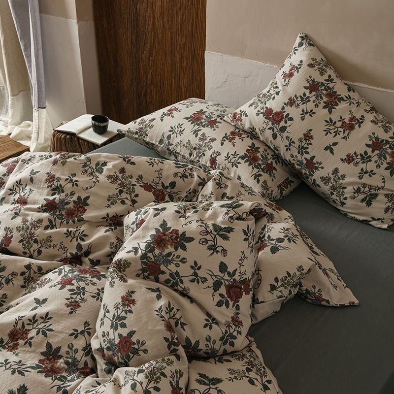 Nordic French Minimalist Retro Class A All-cotton Double-layer Gauze Four-piece Set Spring Summer, With Pastoral-style_maomaolike.com