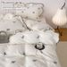3pcs Bow Embroidery Bedding Ruffles Duvet Set (1*Duvet Cover + 2*Pillowcase, Without Core)for Bedroom Guest Room_maomaolike.com
