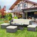Patio Furniture, Outdoor Furniture, Seasonal PE Wicker Furniture,5 Set Wicker Furniture With Plywood Coffee Table,with Lift TOP Coffee Table,with Lounger Sofa_maomaolike.com