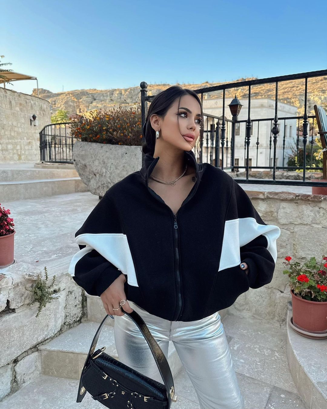 Women's Clothing Autumn and Winter Hot Style Loose Casual Versatile Top Long Sleeve Color Block Stand Collar Jacket for Women_maomaolike.com