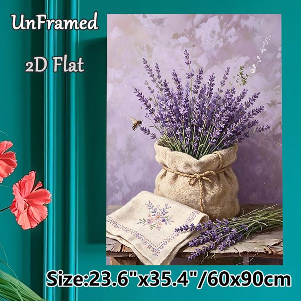 Lavender & Bee Themed Painting Poster, Soft-toned Still Life Art Poster, Serene Floral Design To Add Cozy Atmosphere For Living Room, Dining Area_maomaolike.com