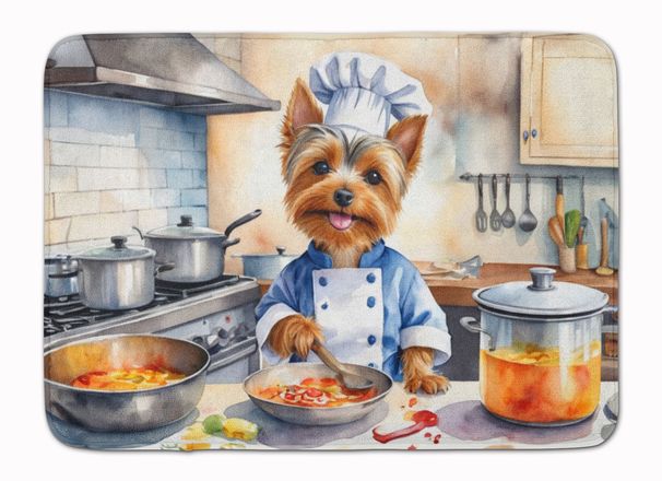 Silky Terrier The Chef Memory Foam Kitchen Mat Machine Washable Anti-Fatigue Mat Cushion Comfort Bath Mat Or Kitchen Rug_maomaolike.com