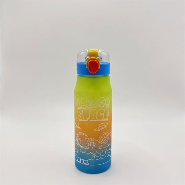 600ML Gradient Color Astronaut Plastic Space With Cartoon Sticker Drinking Water Bottle Outdoor Sports Tr_maomaolike.com