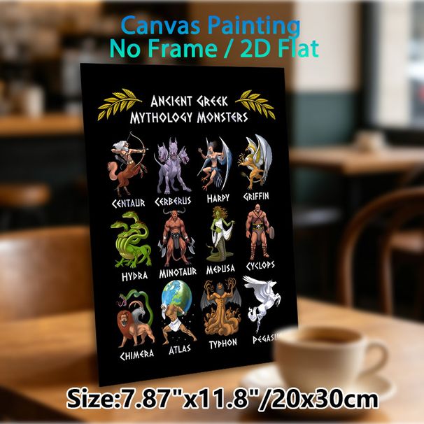 Ancient Greek Mythology Monsters Painting Poster, Vivid Illustrated Mythical Creatures Poster, Informative Myth-themed Decor Suitable For Home, Study_maomaolike.com