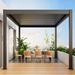 Pergola,Electric Louvered Sun Shade Canopy With Remote & LED Light, Multi-Function Shutter Blinds For Patio_maomaolike.com