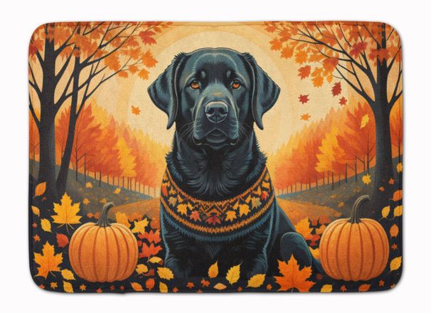Black Labrador Retriever Fall Memory Foam Kitchen Mat Machine Washable Anti-Fatigue Mat Cushion Comfort Bath Mat Or Kitchen Rug_maomaolike.com