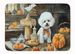 Bichon Frise Fall Kitchen Pumpkins Memory Foam Kitchen Mat Machine Washable Anti-Fatigue Mat Cushion Comfort Bath Mat Or Kitchen Rug_maomaolike.com