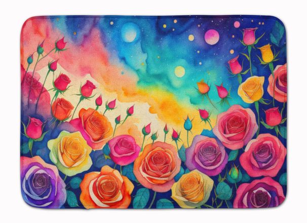 Roses In Color Memory Foam Kitchen Mat Machine Washable Anti-Fatigue Mat Cushion Comfort Bath Mat Or Kitchen Rug_maomaolike.com
