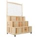 3-Tiers Raised Garden Bed With Trellis, 53" H Vertical Planter Box With Wheels & Back Storage Area, For Flowers, Vegetables, Herbs, Natural_maomaolike.com