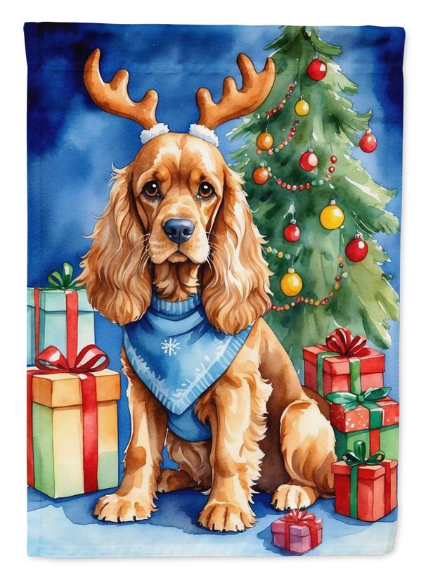 Cocker Spaniel Christmas Reindeer House Flag Large Porch Sleeve Pole Decorative Outside Yard Banner Artwork Wall Hanging, Polyester, House Size, Multicolor_maomaolike.com