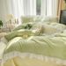 Wholesale INS Korean Mixed Color Skin-Friendly Soft Brushed Princess Style Ruched Ruffle Trim Four-Piece Set_maomaolike.com