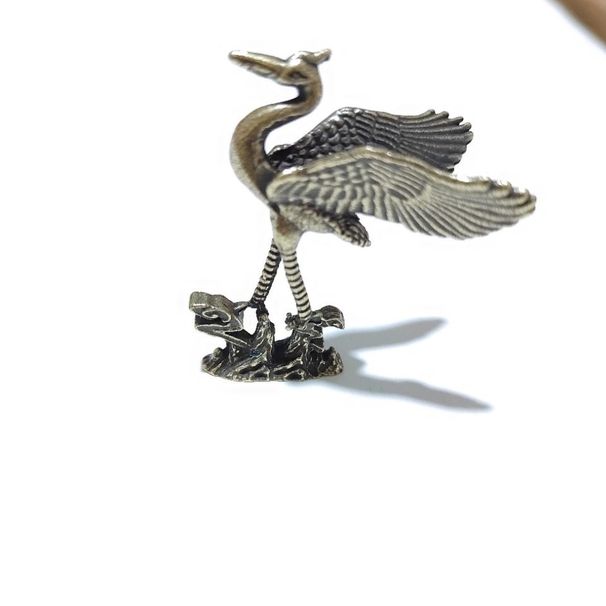 Antique Brass Plated Solid Crane Home Decor Office Desktop Tea Pet Ornament Handheld Plaything Wholesale_maomaolike.com