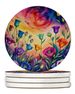 Colorful Lisianthus Large Sandstone Coasters Pack Of 4 Absorbent Round Coasters Decor Gifts For Men Or Women, 4 In, Multicolor_maomaolike.com