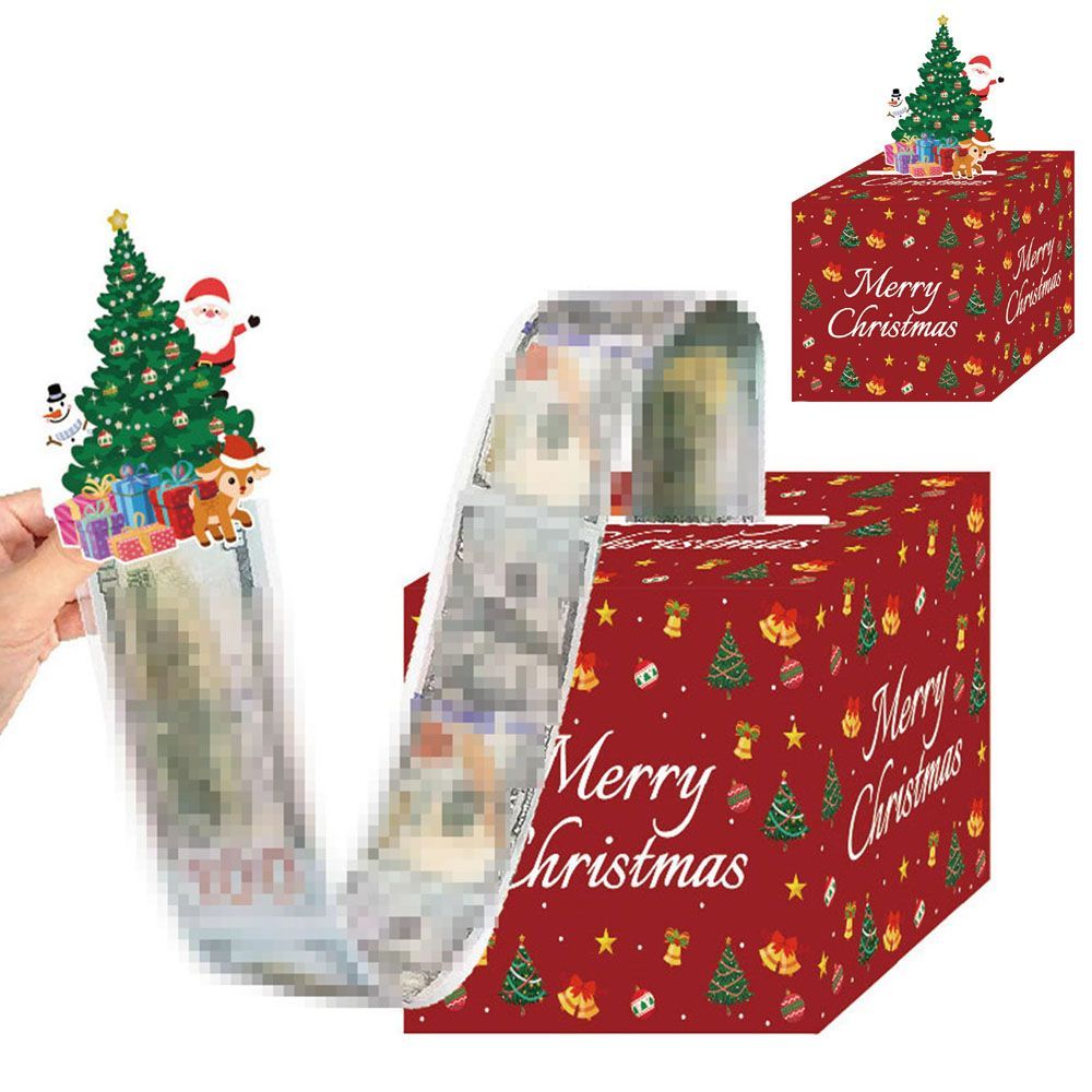 Christmas Money Box For Cash Gift Pull With Christmas Tree Card And Transparent Bags Surprise Money Holder Cash Gift Xmas Money Pull Box For Christmas Birthday New Year Party Supplies_maomaolike.com