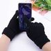 Zhuoxinder 1 Pair Winter Men Women Knitting Touch-screen Non-slip Gloves Warmer Mittens-Black_maomaolike.com