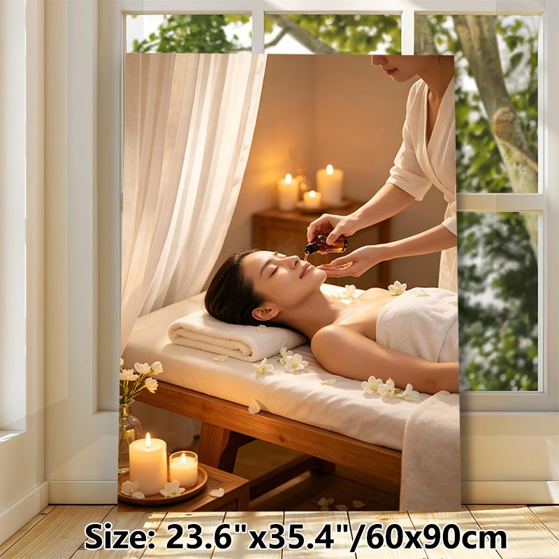 Spa Massage Painting Poster, Warm-toned Tranquil Spa Scene Poster, Offers Soothing Ambiance, Suitable For Spa Salon, Wellness Center And Relaxation_maomaolike.com