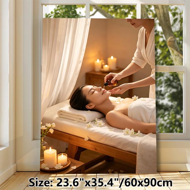 Spa Massage Painting Poster, Warm-toned Tranquil Spa Scene Poster, Offers Soothing Ambiance, Suitable For Spa Salon, Wellness Center And Relaxation_maomaolike.com