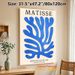 Matisse-style Abstract Botanical Painting Poster, Vibrant Blue Minimalist Cut-out Poster, Stylish Artistic Decor Ideal For Living Room, Bedroom And_maomaolike.com