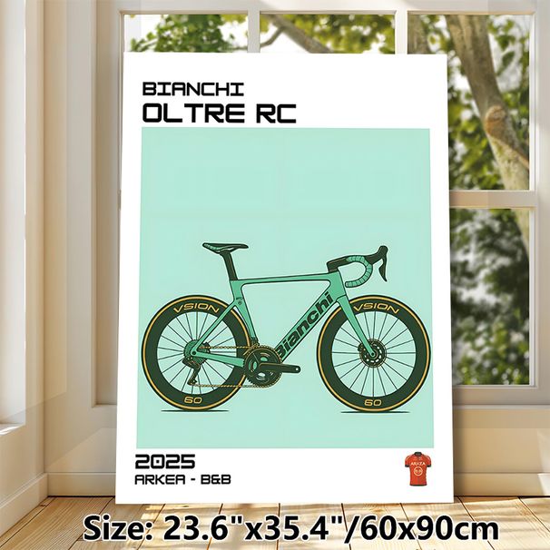Bianchi Oltre RC Road Bike Painting Poster, Sleek Minimalist Flat Graphic Style Poster, Ideal For Cycling Enthusiasts, Suitable For Home, Office Or_maomaolike.com